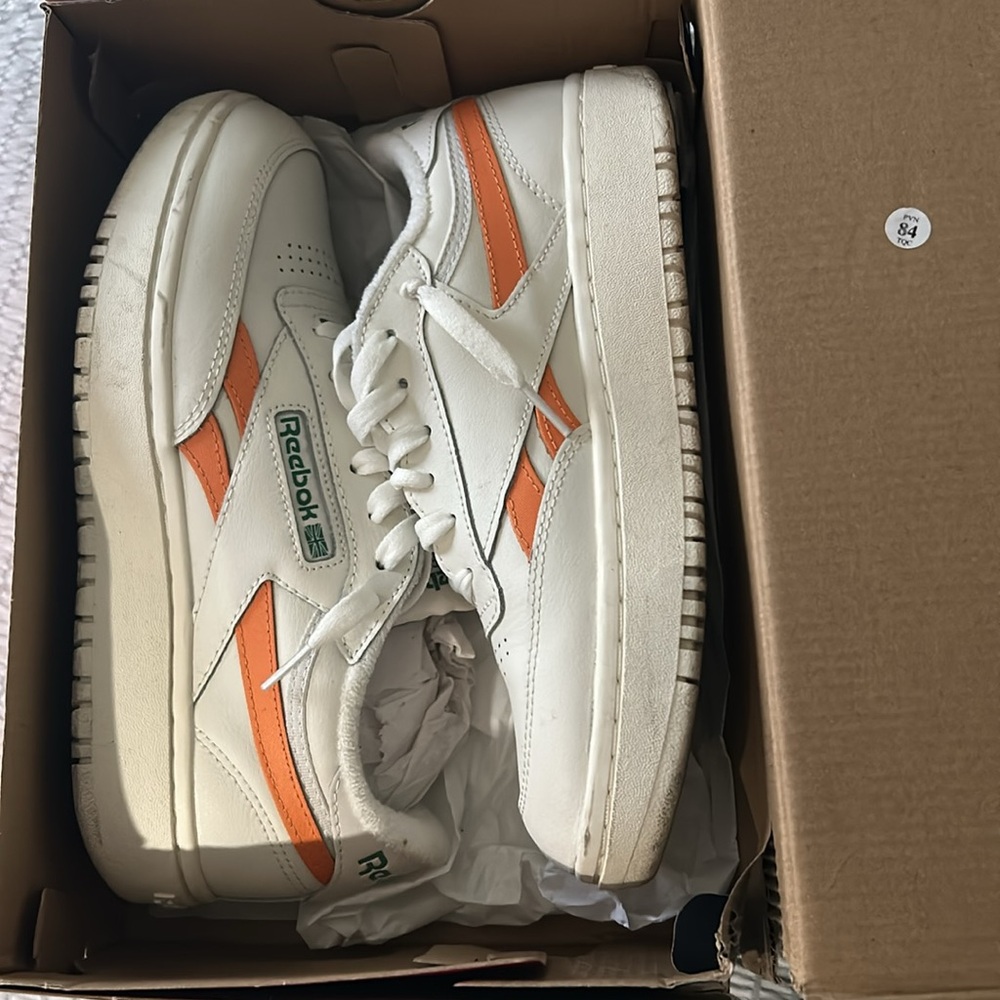 Rare! Orange/Cream Reebok Revenge Double C Leather Sneakers - Picture 4 of 10